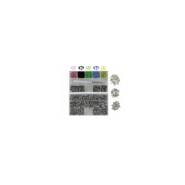 Napy Zatrzaski 350 szt 9,5 mm Metalowe Kolorowe Srebrne + Pudełko