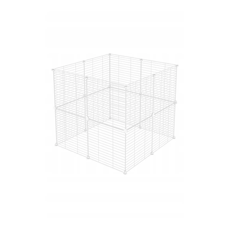 Modułowa Klatka Kojec Dla Psa Kota Gryzoni 16 Paneli Biała 1,9x0,6 m