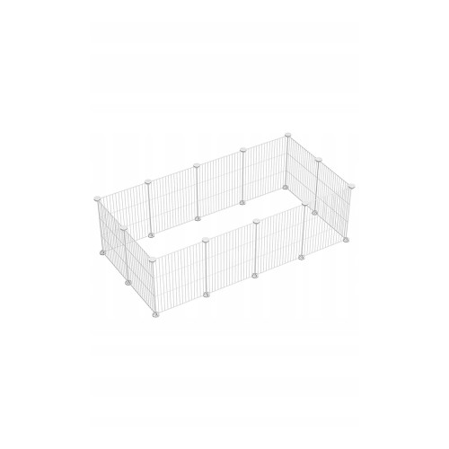 Kojec Modułowy Dla Psa Kota Gryzoni 12 Paneli Metalowy Biały 32x32 cm