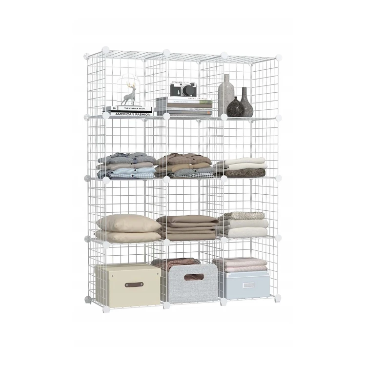 Regał Modułowy Metalowy Biały 12 Półek 33x33 cm Organizer Szafka