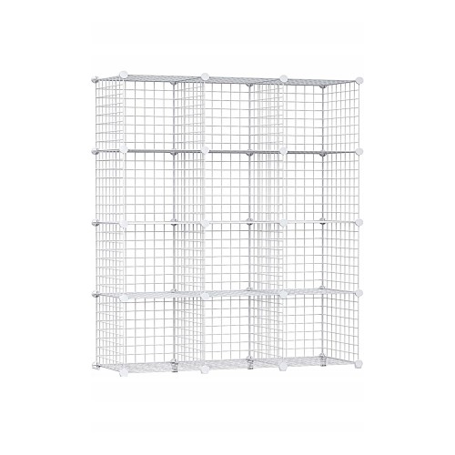 Regał Modułowy Metalowy Biały 12 Półek 33x33 cm Organizer Szafka