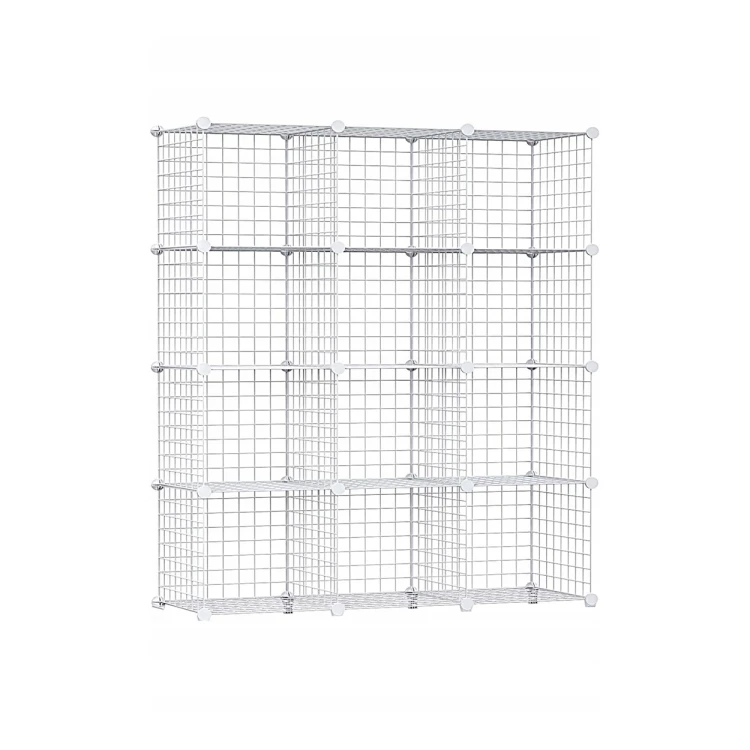 Regał Modułowy Metalowy Biały 12 Półek 33x33 cm Organizer Szafka