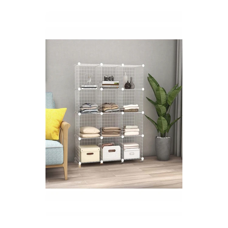 Regał Modułowy Metalowy Biały 12 Półek 33x33 cm Organizer Szafka