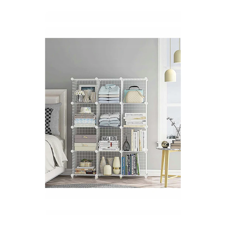 Regał Modułowy Metalowy Biały 12 Półek 33x33 cm Organizer Szafka
