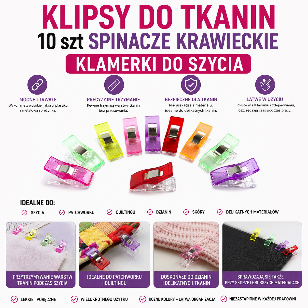 Klipsy Do Tkanin 10 szt Spinacze Krawieckie Klamerki Do Szycia
