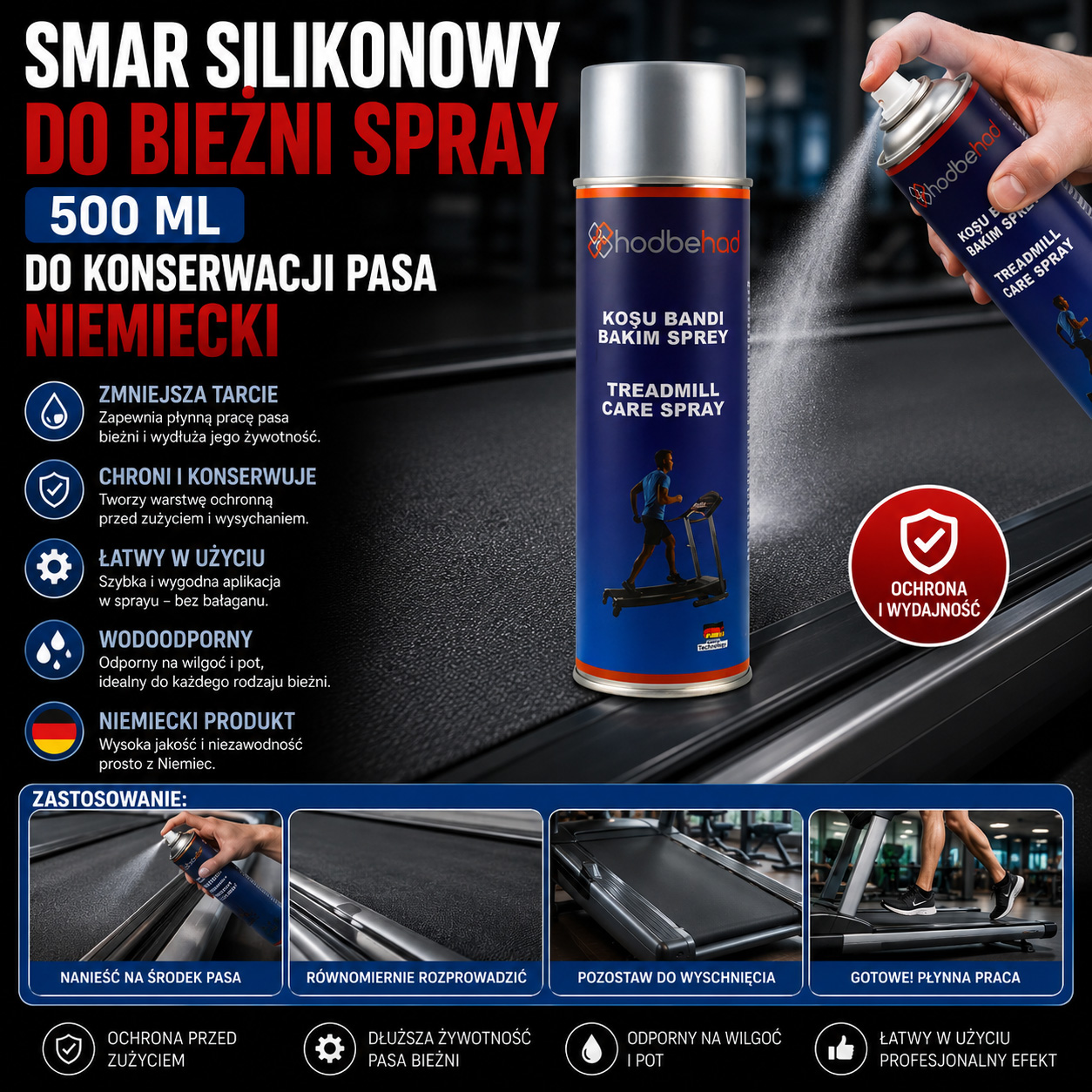 Smar Silikonowy Do Bieżni Spray 500 ml Do Konserwacji Pasa Niemiecki