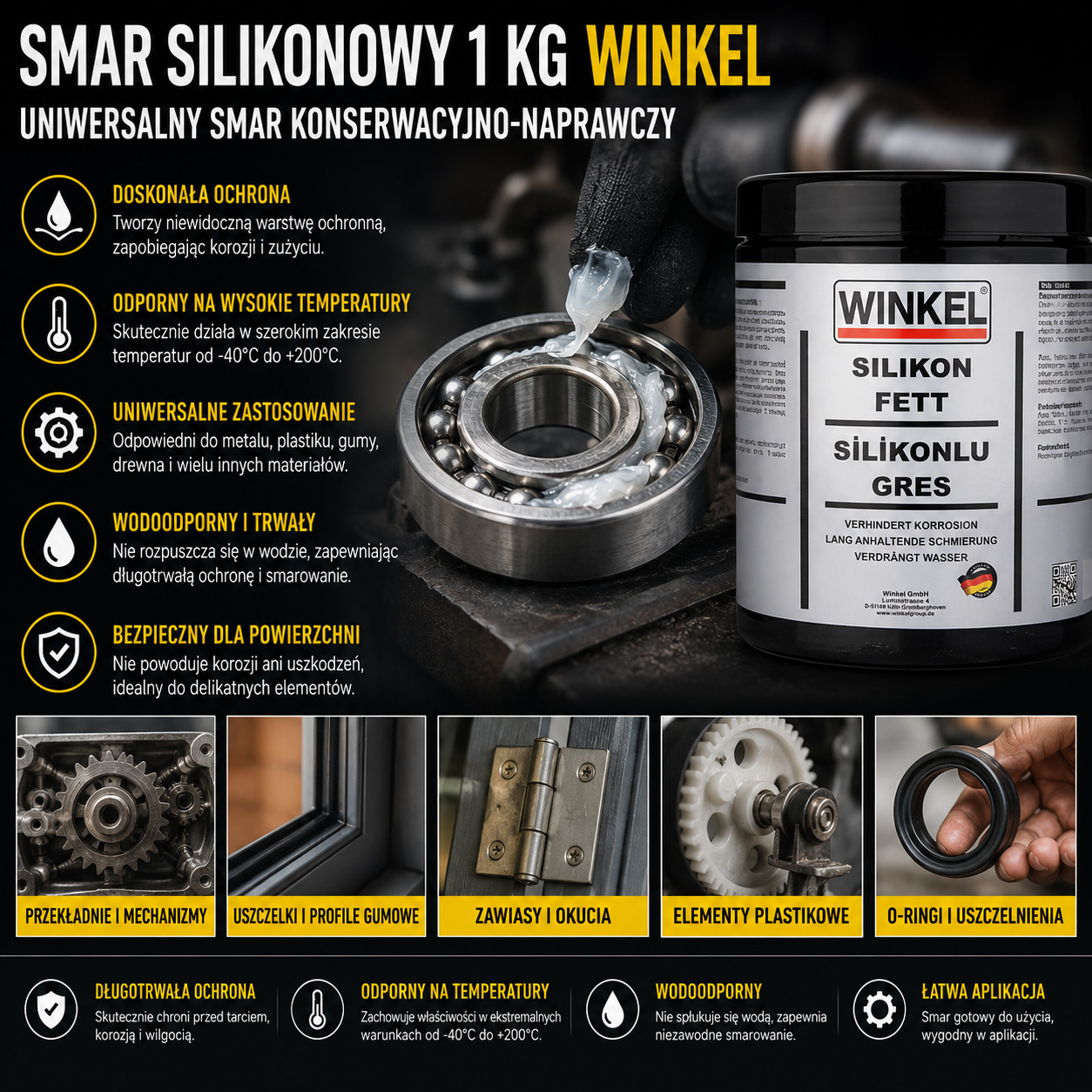 Smar Silikonowy 1 kg WINKEL Uniwersalny Smar Konserwacyjno-Naprawczy