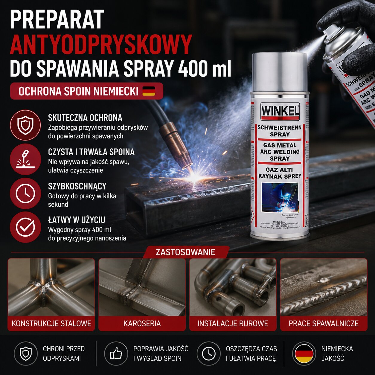 Preparat Antyodpryskowy Do Spawania Spray 400 ml Ochrona Spoin Niemiecki