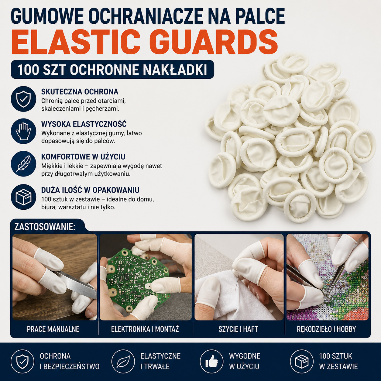 Gumowe Ochraniacze Na Palce Elastic Guards 100 szt Ochronne Nakładki