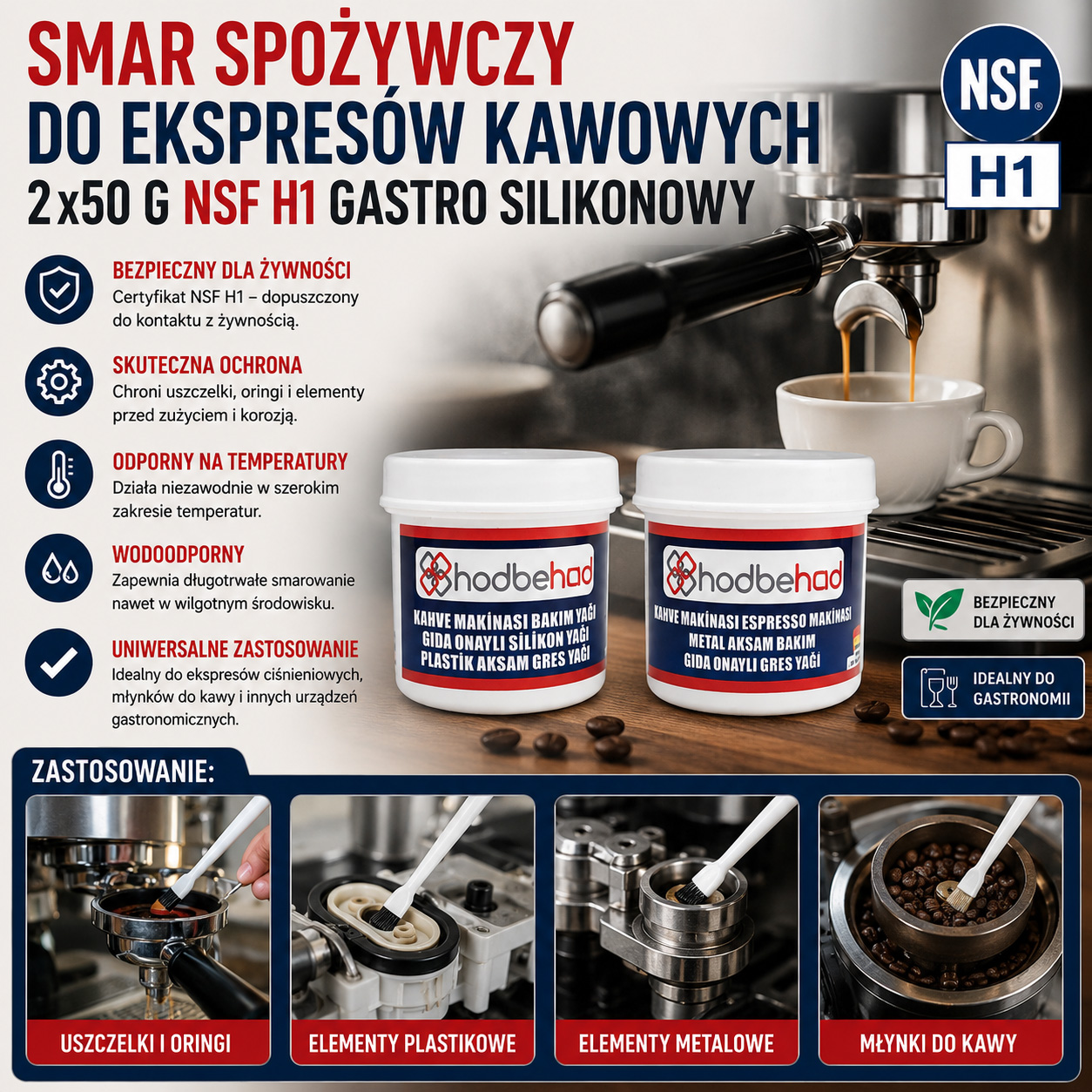 Smar Spożywczy Do Ekspresów Kawowych 2x50 g NSF H1 Gastro Silikonowy