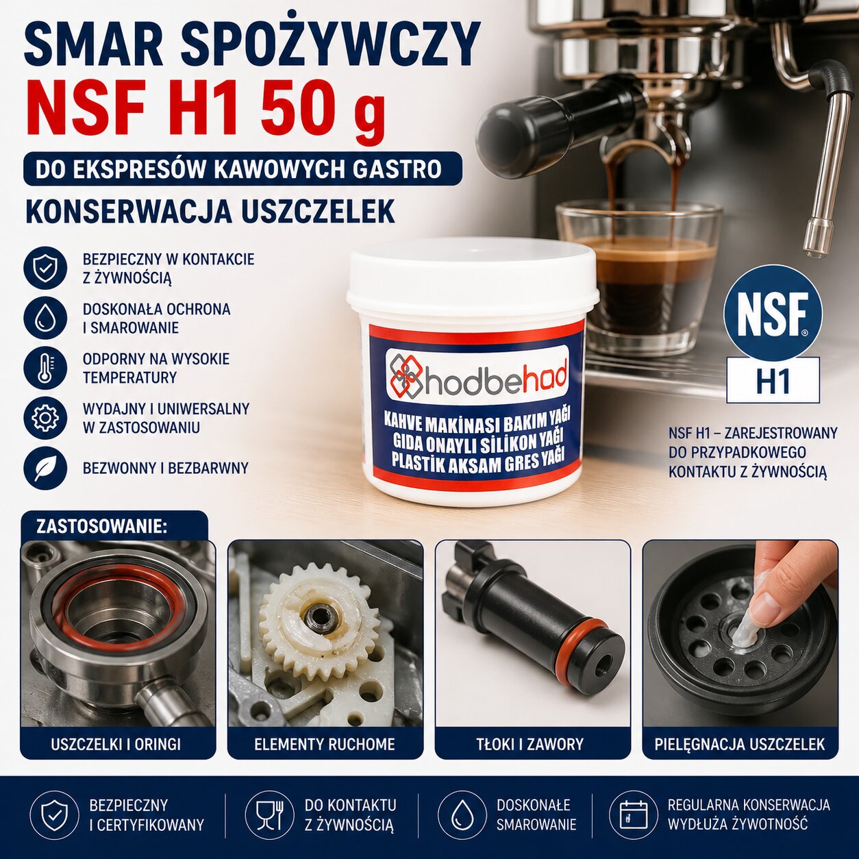 Smar Spożywczy NSF H1 50 g Do Ekspresów Kawowych Gastro Konserwacja Uszczelek