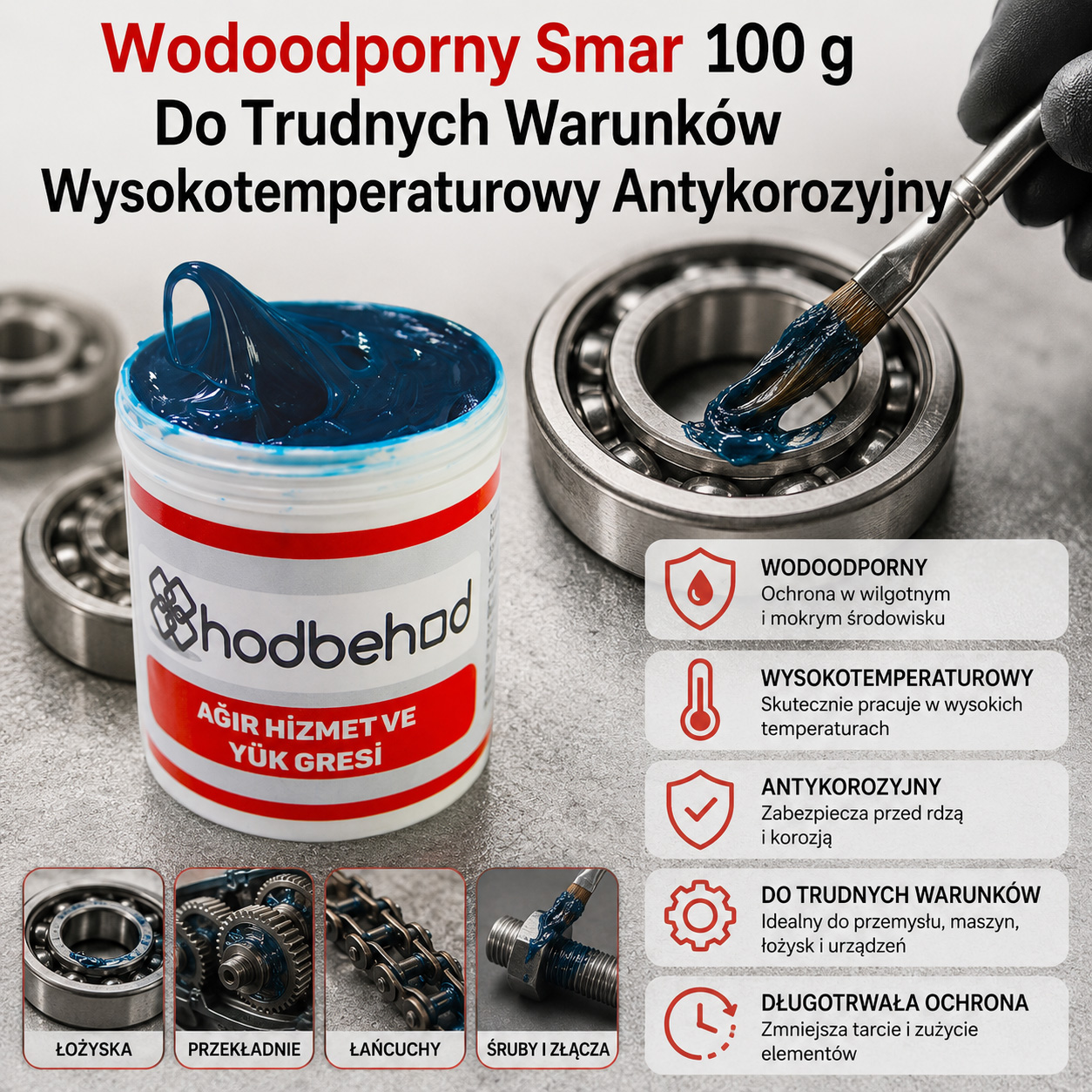 Wodoodporny Smar 100 g Do Trudnych Warunków Wysokotemperaturowy Antykorozyjny