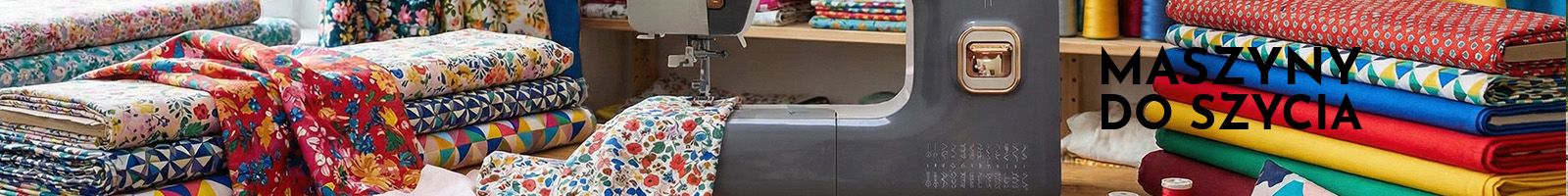 sewing machine in a workshop, textile around the desk.