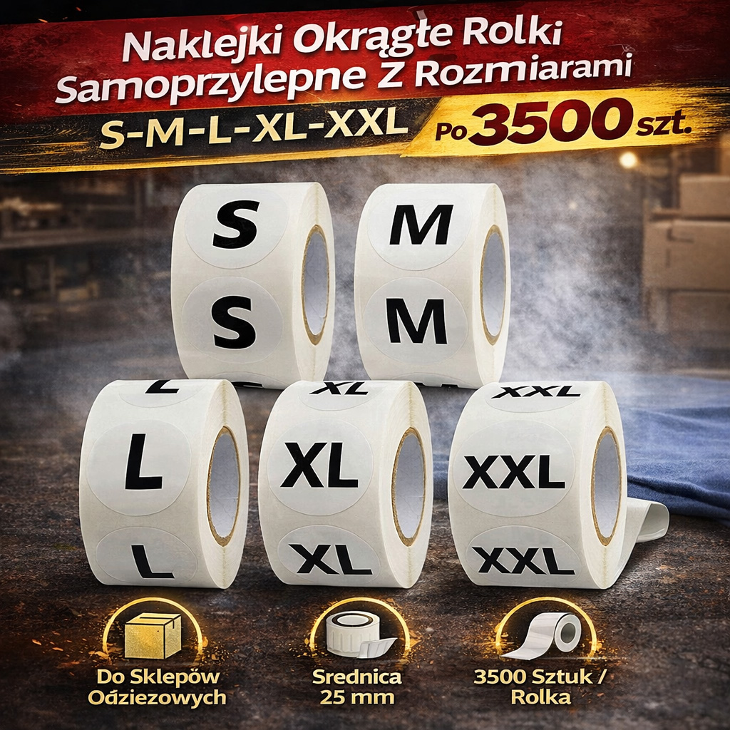 Naklejki Okrągłe Rolki Samoprzylepne Z Rozmiaram