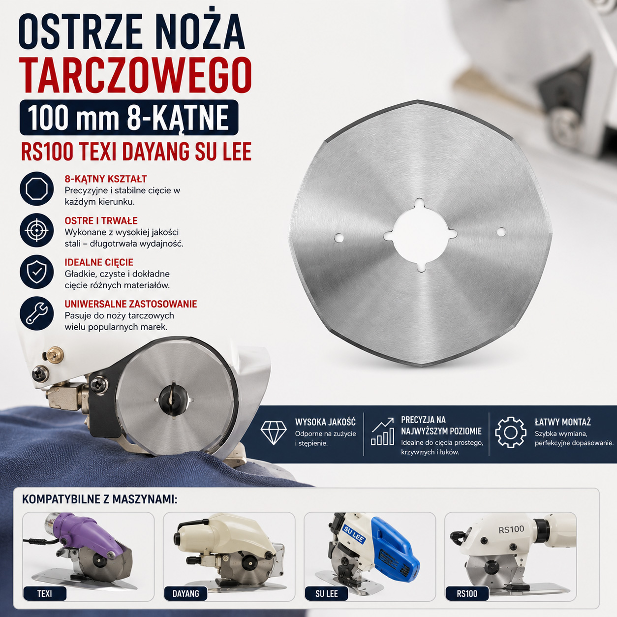 Ostrze Noża Tarczowego 100 mm 8-Kątne RS100 Texi Dayang Su Lee
