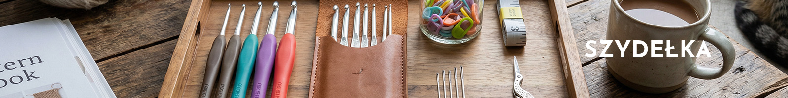 crocheting tools on a table