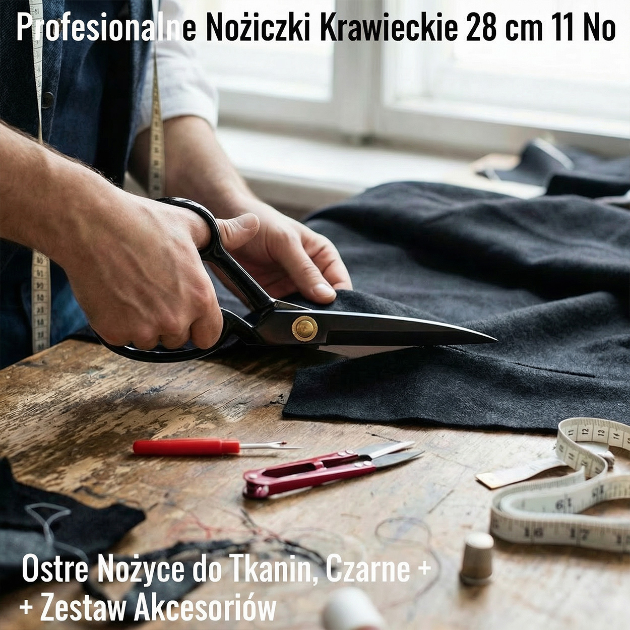 a tailor using scissors