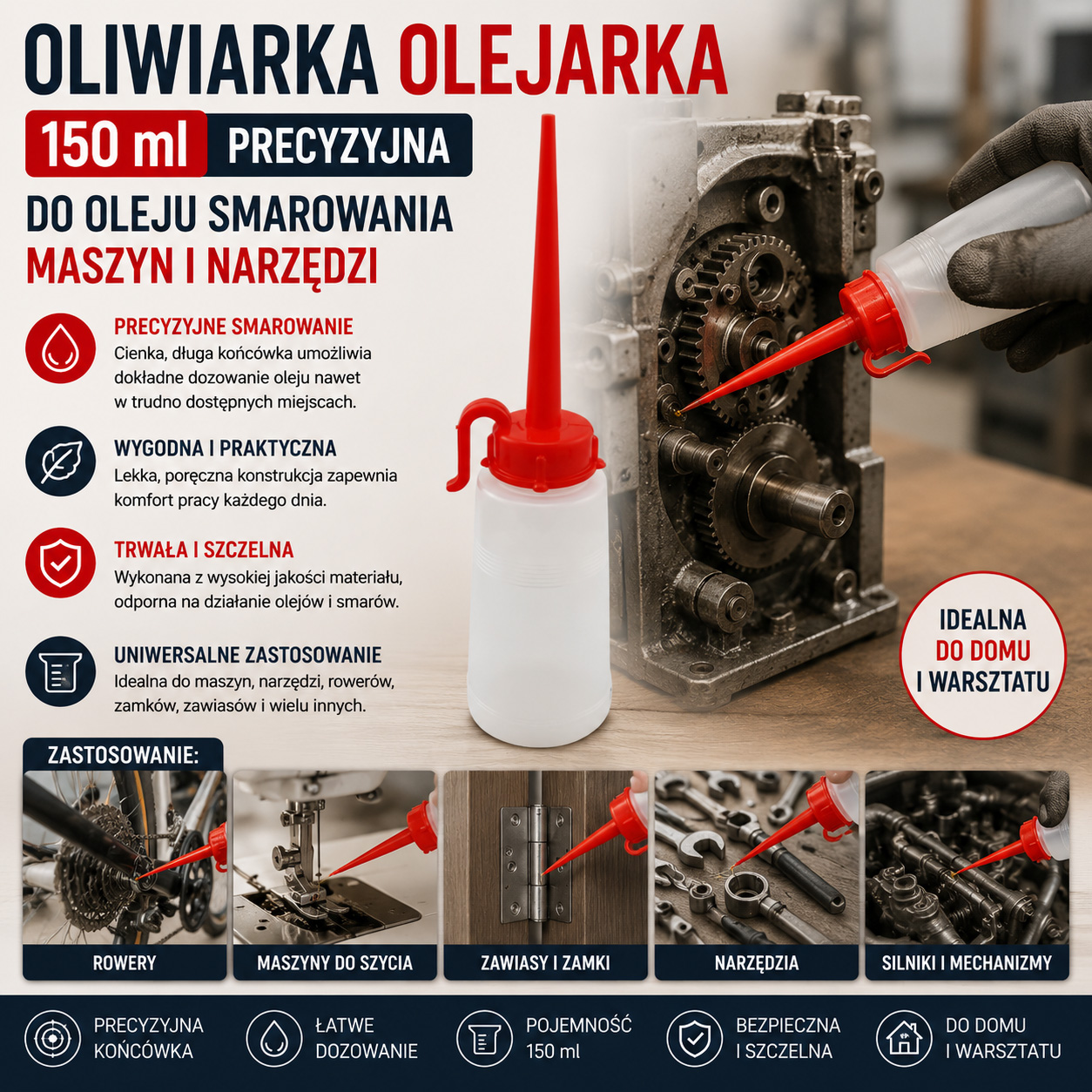 Oliwiarka Olejarka 150 ml Precyzyjna Do Oleju Smarowania Maszyn i Narzędzi