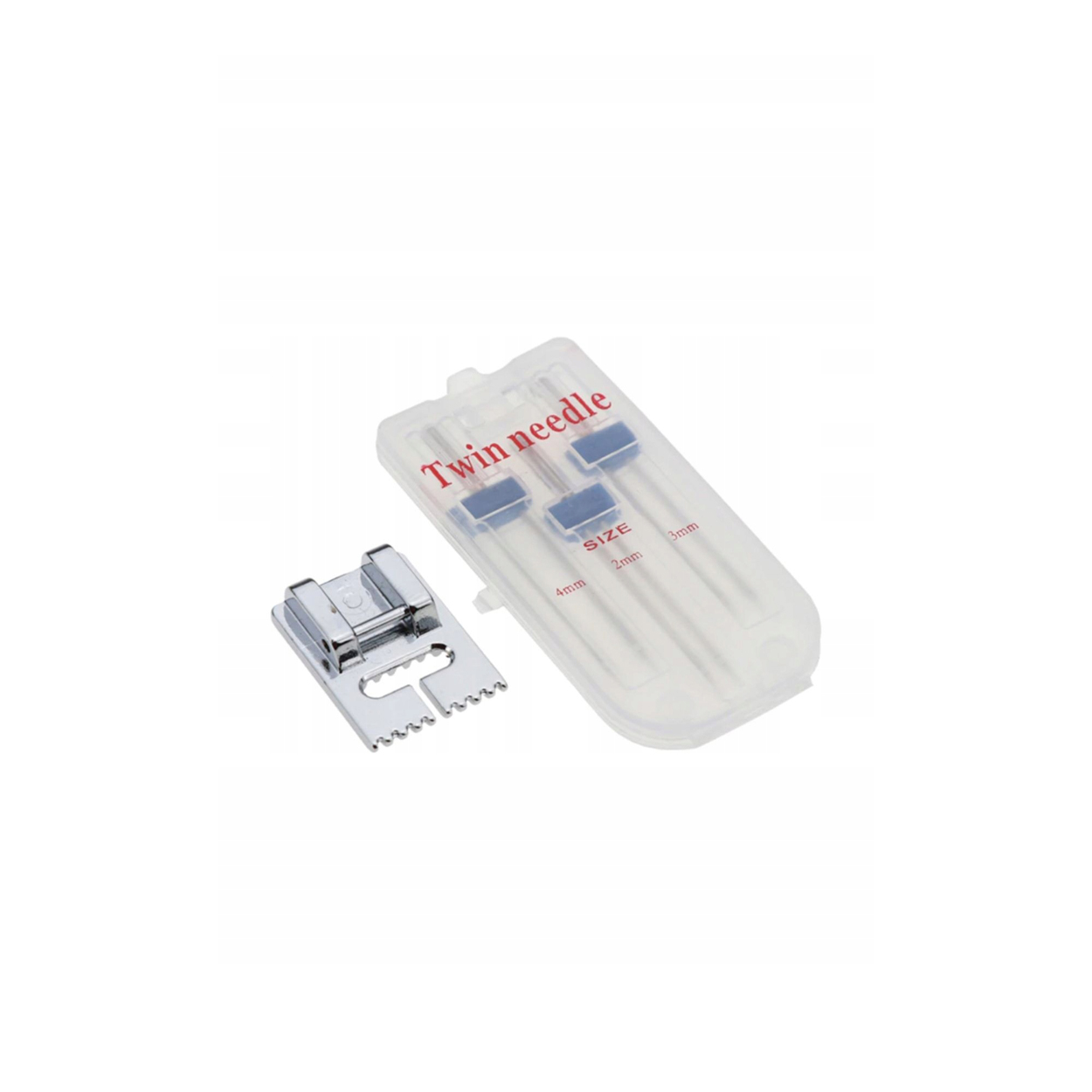 Zestaw Stopka Dociskowa Do Podwójnej Igły + 3 Igły Podwójne 2 mm 3 mm 4 mm