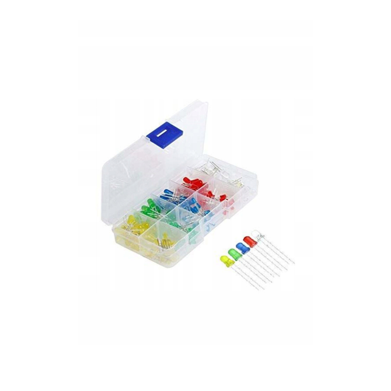 Zestaw Diod LED 3 mm 100 szt Kolorowe + Pudełko DIY Elektronika