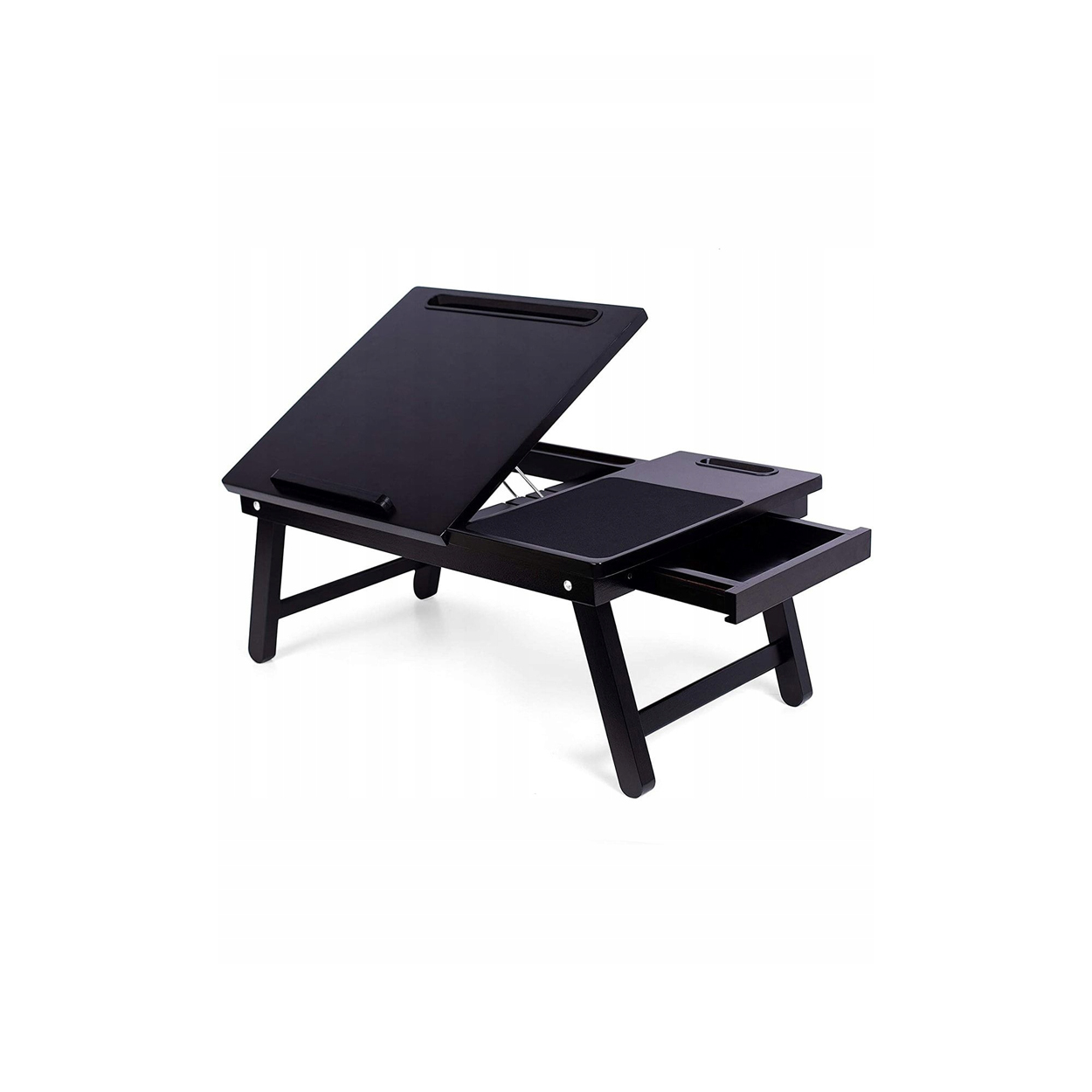 Drewniany Składany Stolik Pod Laptopa 55x35 cm Z Szufladą i Podkładką Pod Mysz